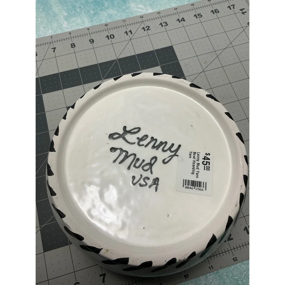 Lenny Mud Its Not Hoarding If Its Yarn Ceramic Yarn Bowl White Black USA Made